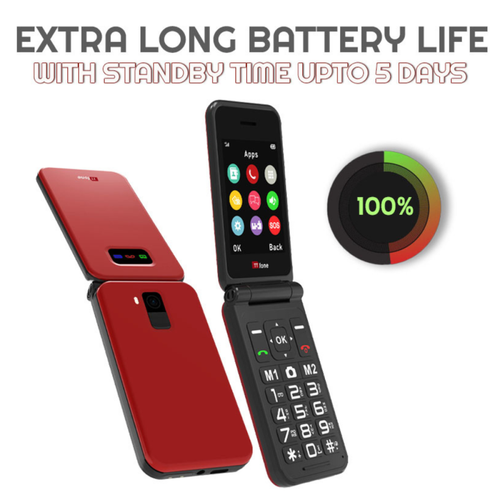 TTfone Black TT760 Flip 4G Mobile with Mains Charger, Giffgaff SIM