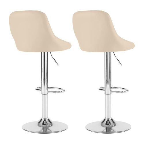 Neo Set of Two Cream Leather Bar Stools