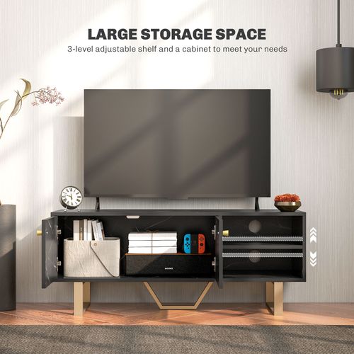 Homcom TV Unit for Living Room, TV Stand, Black Marble