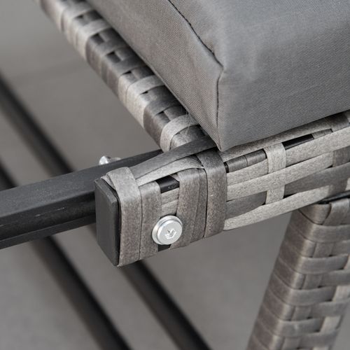 2 in 1 Rattan Folding Daybed Sofa Grey w/Cushion