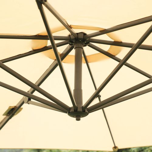 Outsunny Umbrella Parasol W/360 Rotation and Cross Base-Beige
