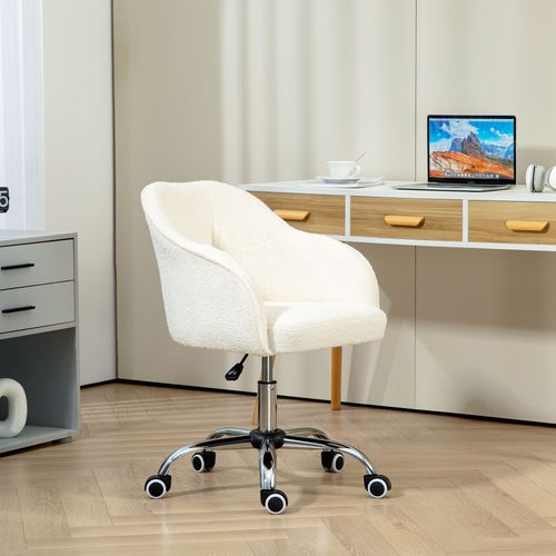 HOMCOM Fluffy Vanity Chair for Desk, with Height Adjustable, Wheels