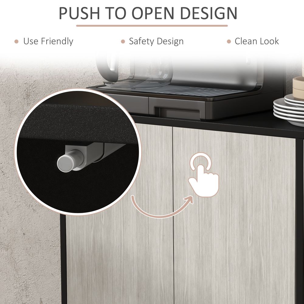 HOMCOM Sideboard Storage Cabinet for Living Room with Adjustable Shelves Black