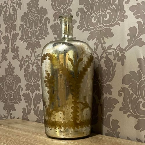 15" ANTIQUE SILVER GLASS DECORATIVE VASE