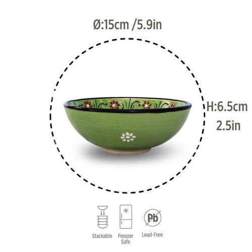 Handmade Ceramic Bowl Mexican Green 15cm