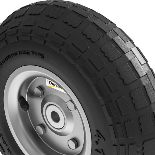 Outsunny Set of Four 10" Pneumatic Wheels for Barn Carts, Garden Cart Black