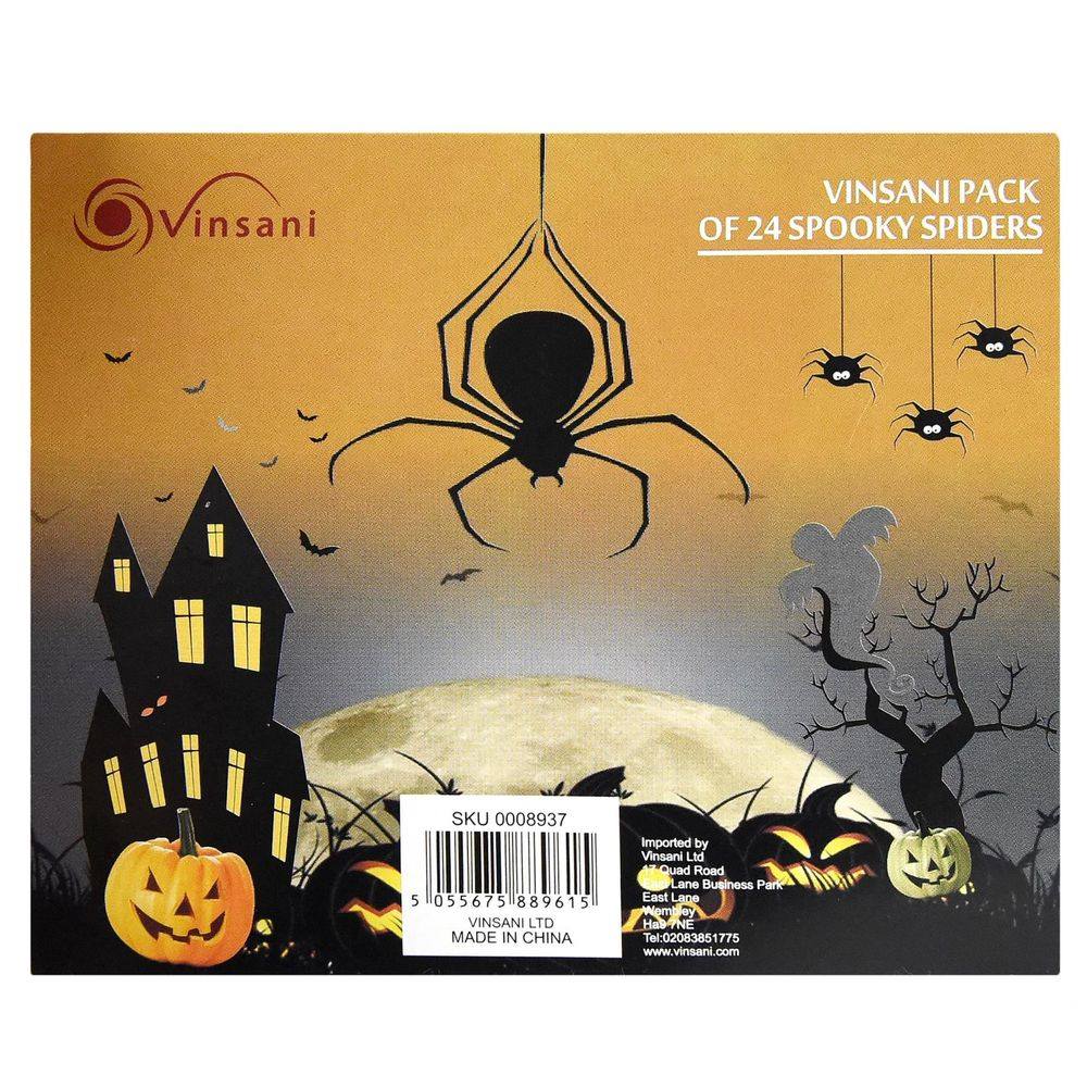 PACK OF 2 Pack of 24 Spooky Black Plastic Spiders 5cm Halloween Party Novelty Decorations
