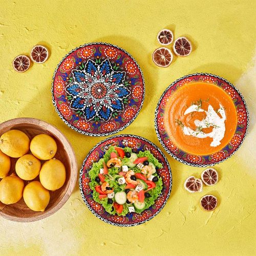 Handmade Ceramic Bowl Mexican Red to Black 21cm