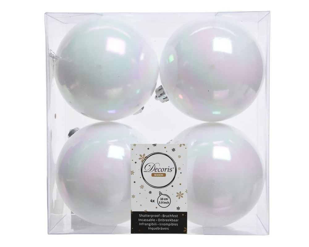 Shatterproof Iridescent Bauble 10cm Pack of 4 - Christmas