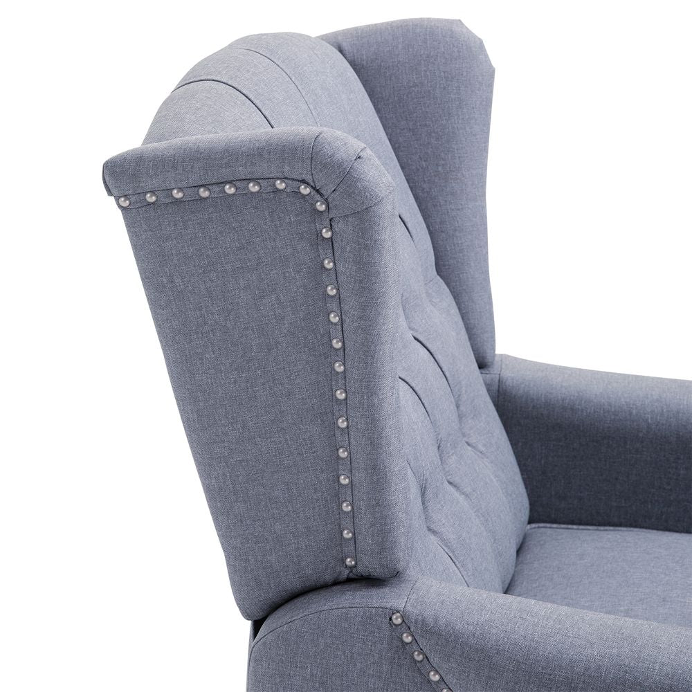 Luxury Recliner Armchair | Fabric Reclining Chair w/ Footrest | Light Grey | Free Shipping