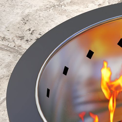 Outsunny Fire Pit, Round Metal Bonfire Stove with Poker, Black