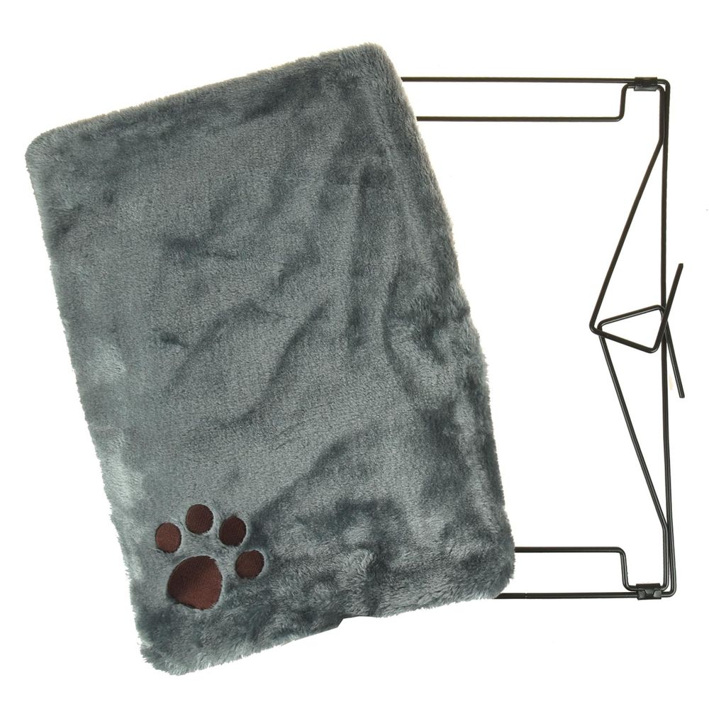 Cozy Cat Radiator Bed - Super Soft Fur, Strong Durable Frame, Grey w/ Paw Print - Perfect for All Cats & Kittens