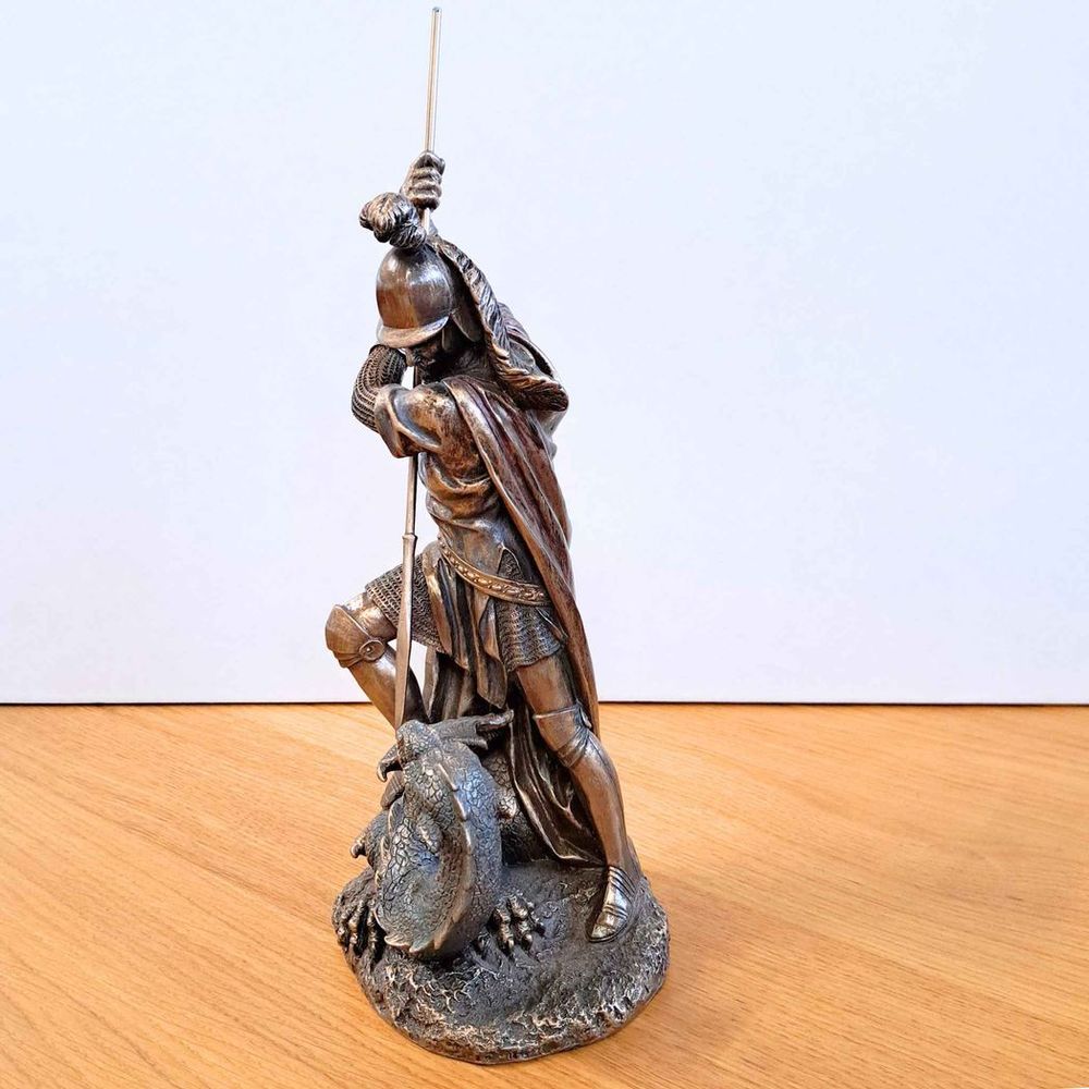 St George Vs The Dragon (hand-cast statue sculpture) 30.5cm Height