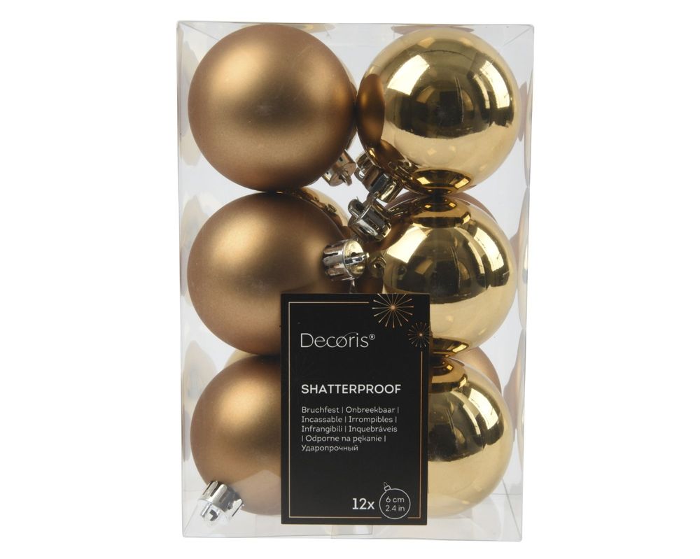 Shatterproof Pecan Brown Bauble 6cm Pack of 12 - Christmas