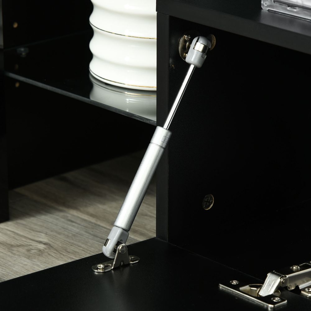 HOMCOM High Gloss TV Stand Cabinet W/ LED RGB Lights and Remote Control Black