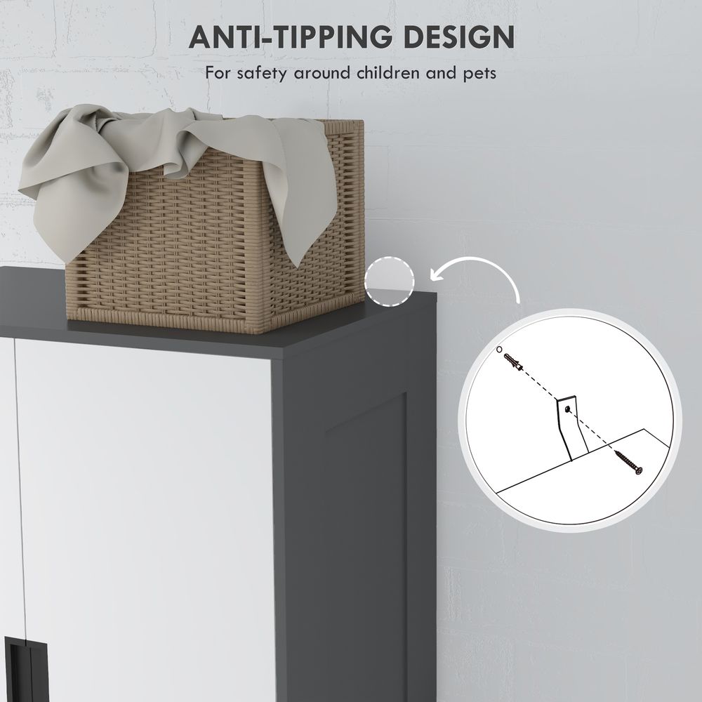 HOMCOM Grey 2 Door Wardrobe | 3 Drawer | Hanging Rod | Bedroom Storage