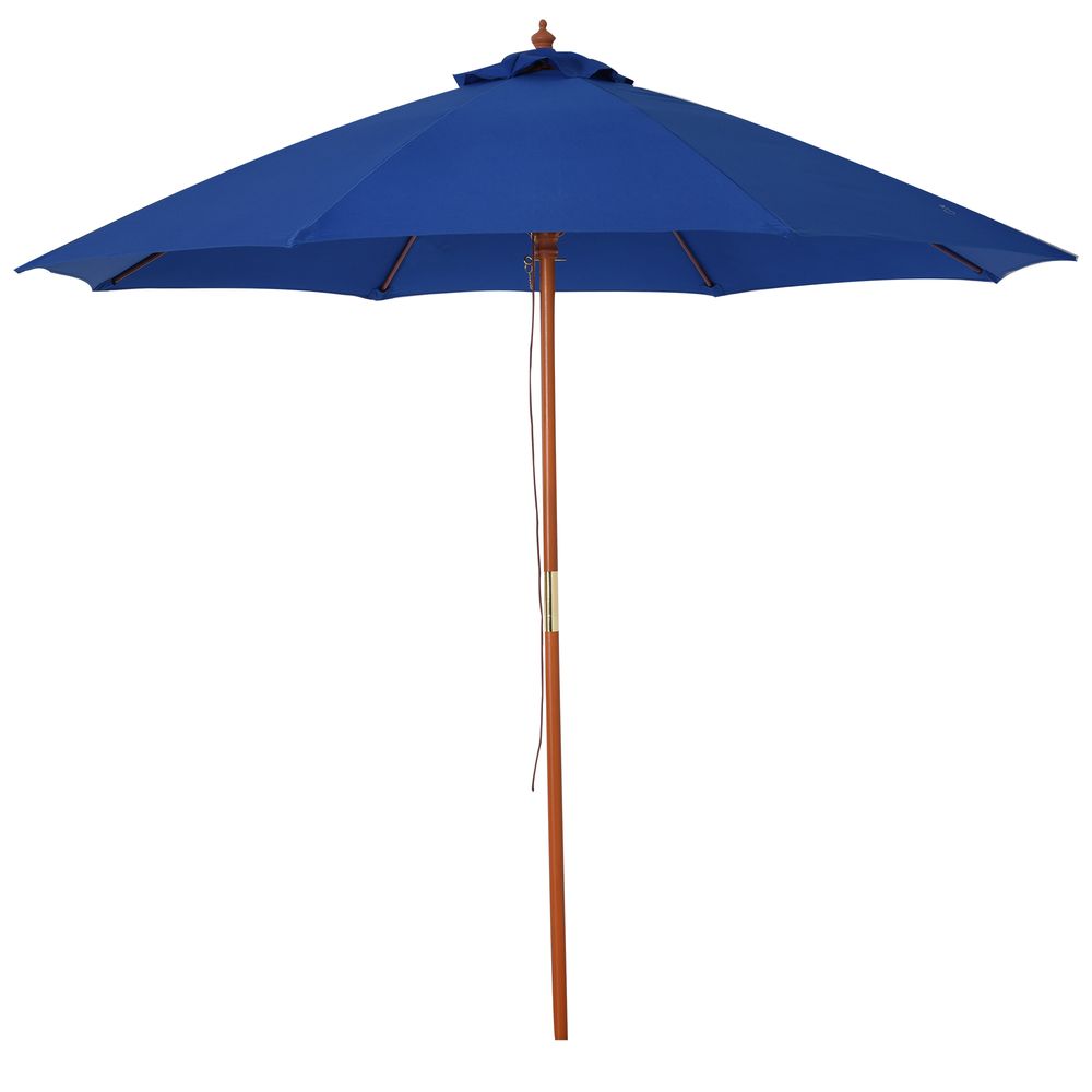 Outdoor Wood Garden Parasol Sun Shade Umbrella with Top Vent - 2.5m Canopy