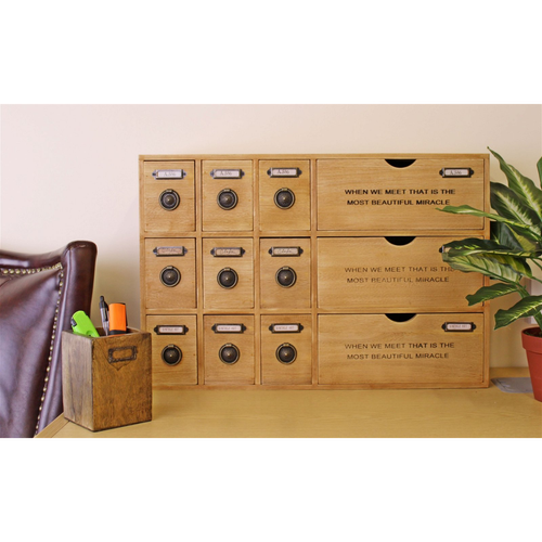 12 Drawer Rustic Storage Unit, Trinket Drawers