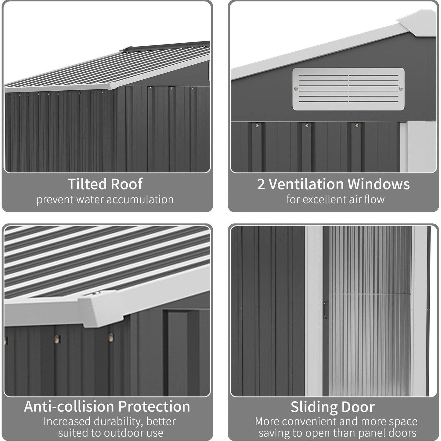 Galvanised 5 x 4' Single Door Apex Shed Steel Grey by Steadfast
