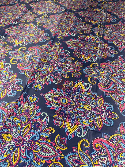 Vibrant Bohemian Paisley Fabric – Custom Printed Fabric on Satin, Crepe, Spandex or Chiffon