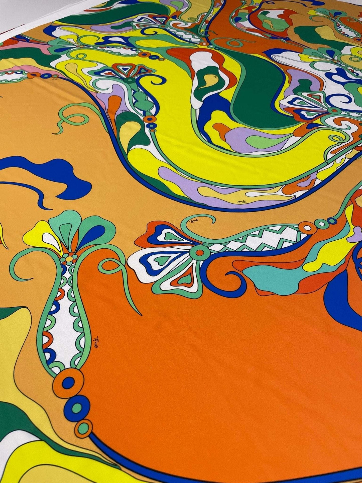 Vibrant Psychedelic Pattern Fabric – Fabric by Metre, Options: Satin, Crepe, Spandex, Chiffon