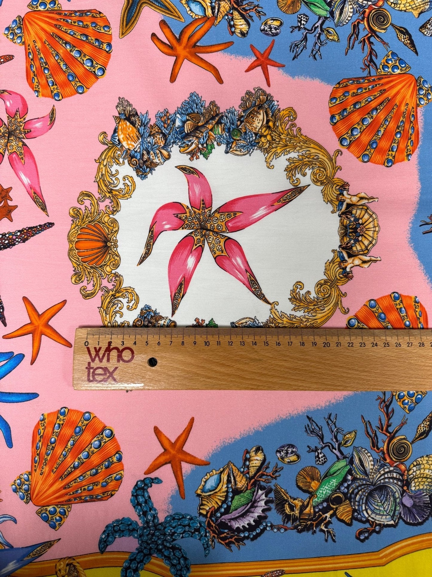 Vibrant Starfish & Seashells Organic Cotton Poplin Fabric by the Metre