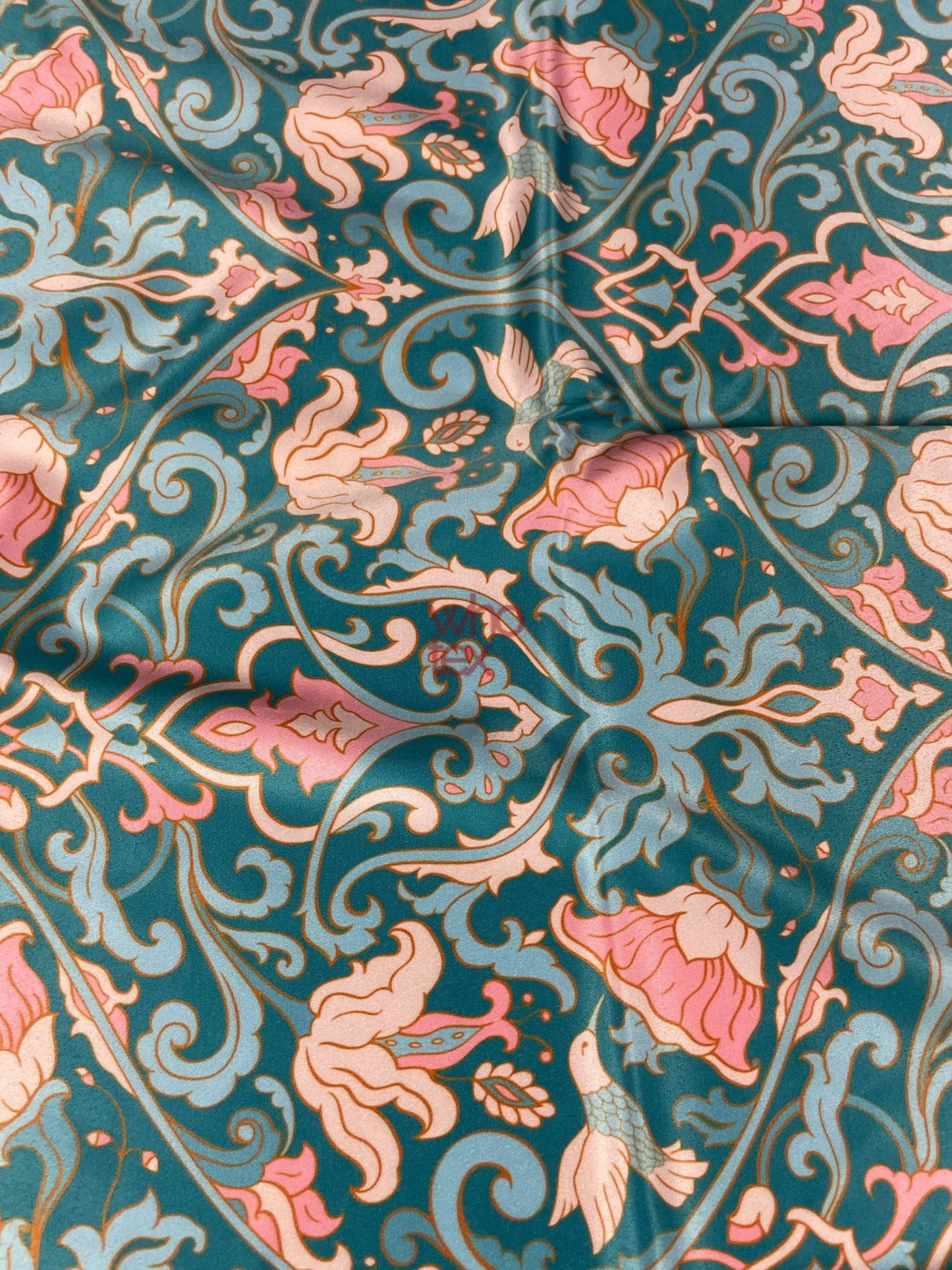 Vintage-Inspired Floral Fabric with Birds