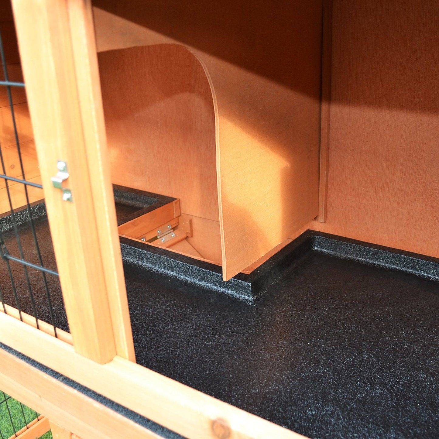 PawHut 2 Tier Outdoor Rabbit Small Animal Enclosure with Ramp Tray to Raised Home & Below Run Area