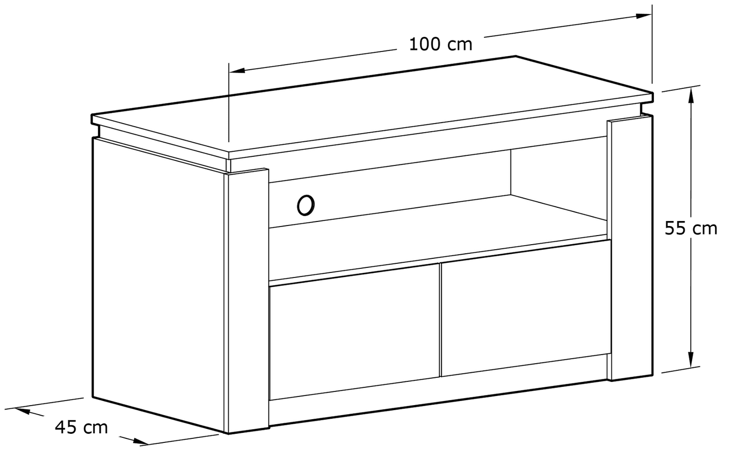 Canyon TV Unit Grey Oak 1 Shelf 2 Drawers