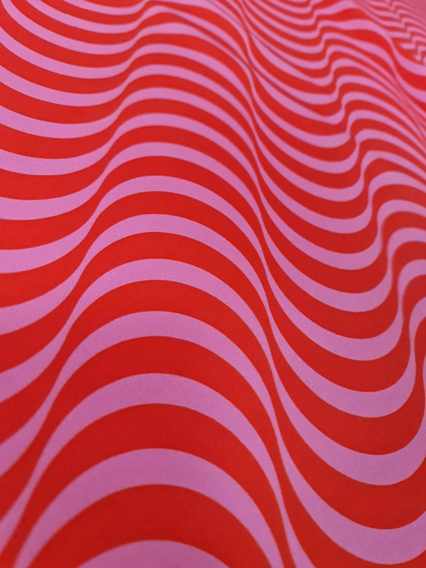 Red Pink Striped Wave Pattern Fabric – Custom Printed Fabric, Choose Material by Metre