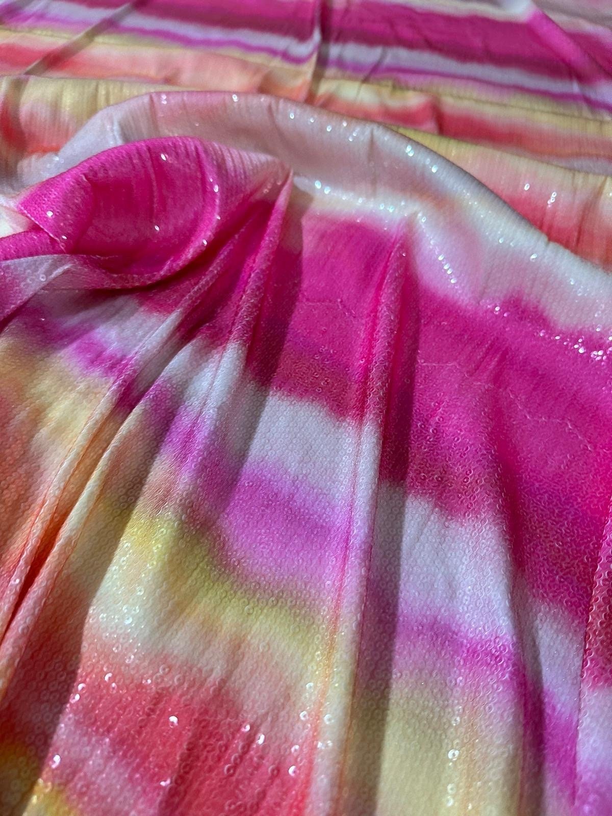 Wavy Pink Soft Color Sequin Fabric