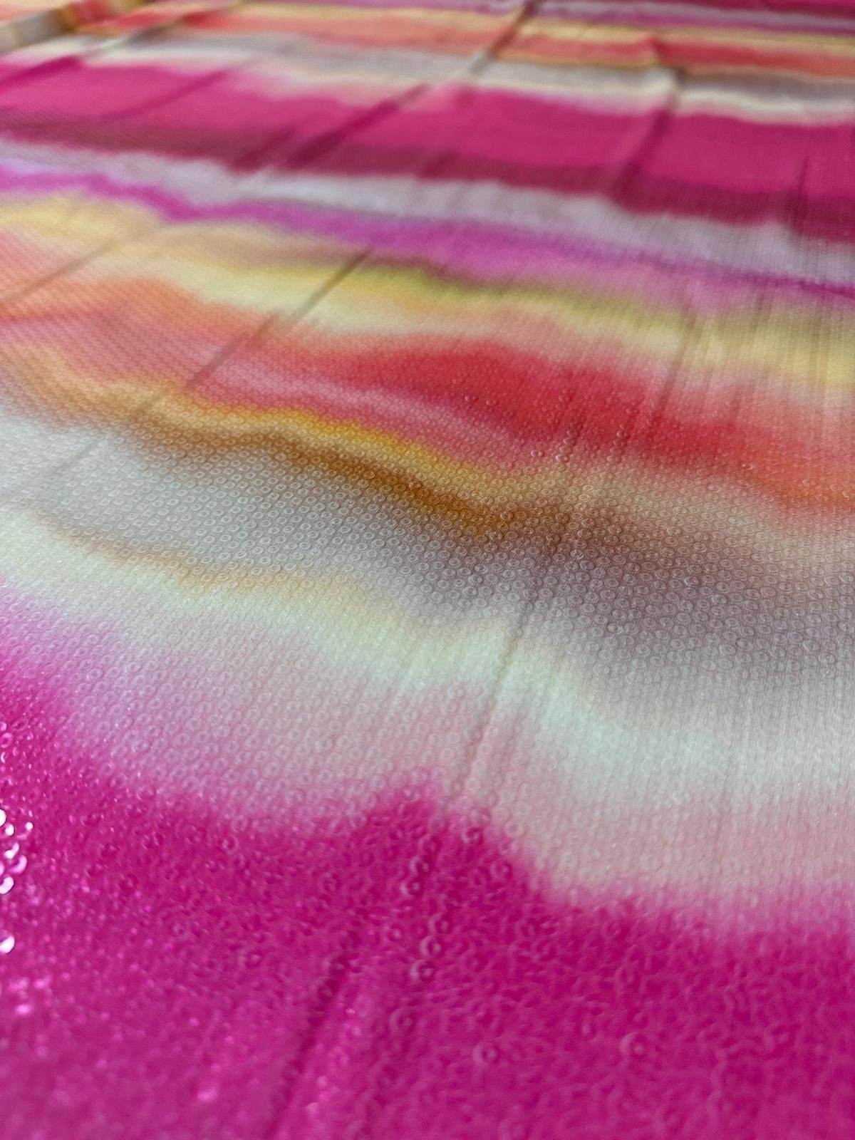 Wavy Pink Soft Color Sequin Fabric