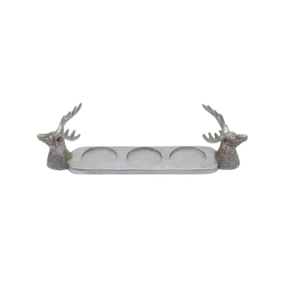 Silver Stag 3 Pillar Candle Holder