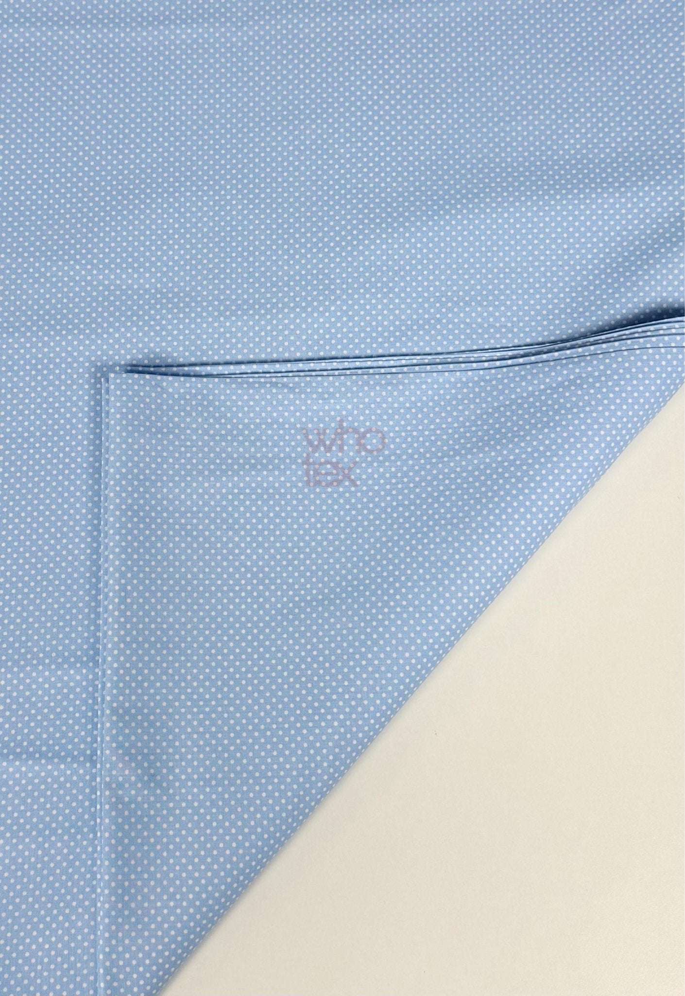 White Blue Polka Dot Poplin Fabric