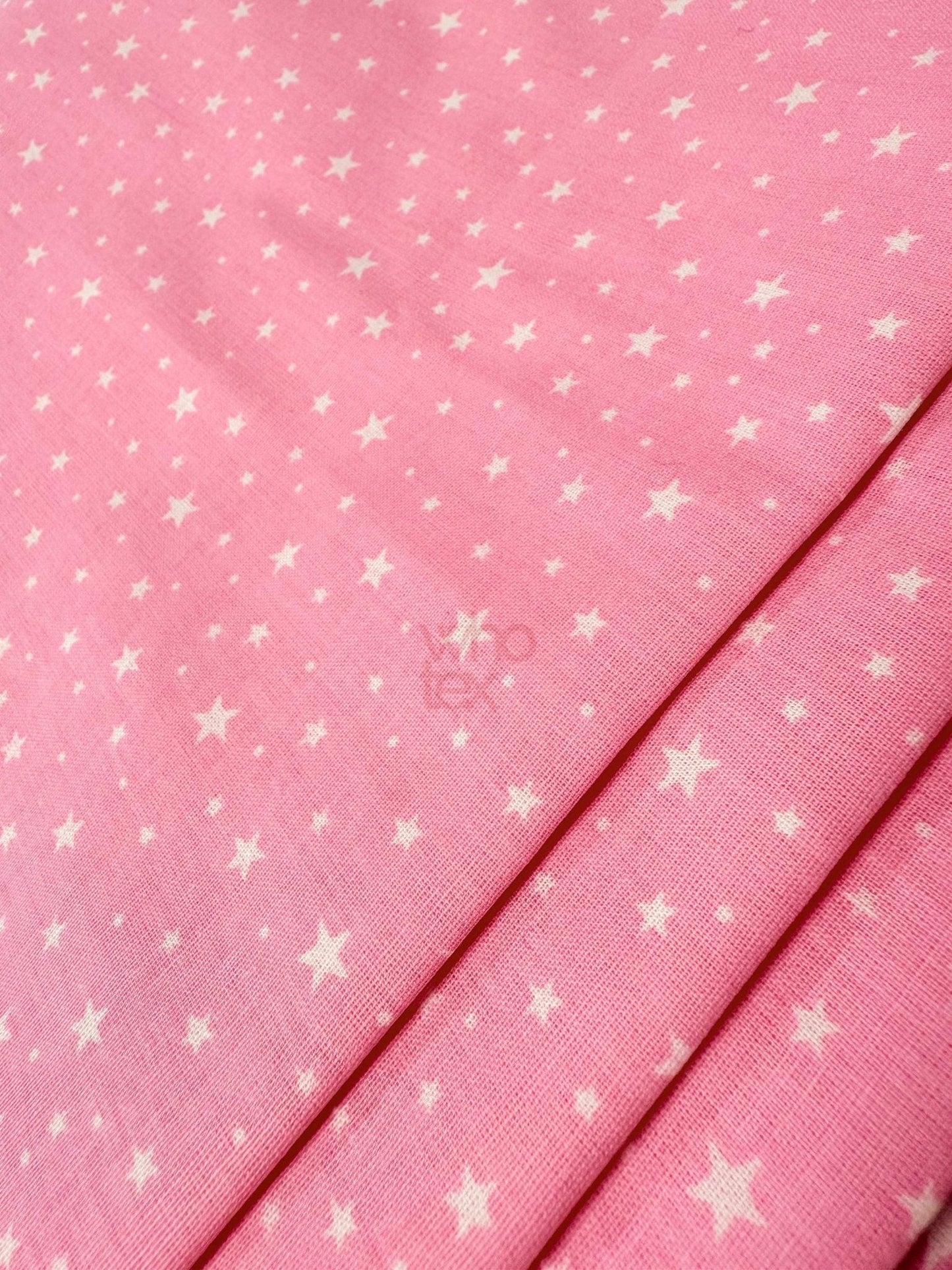 White Stars Pink Poplin Fabric, Full Cotton Fabric By The Yard