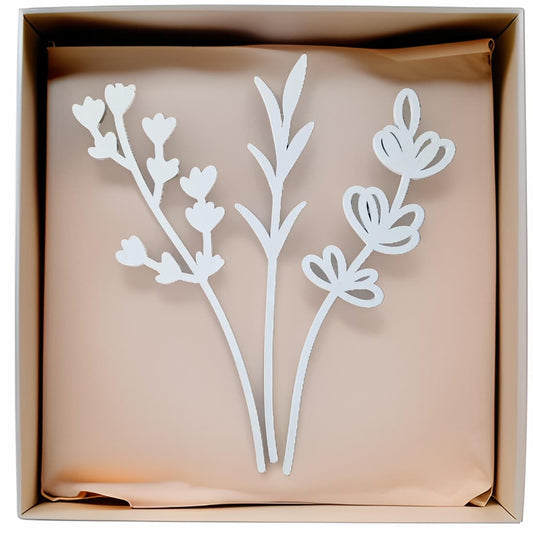 White Wooden Flower Bouquet Gift - Set of 3