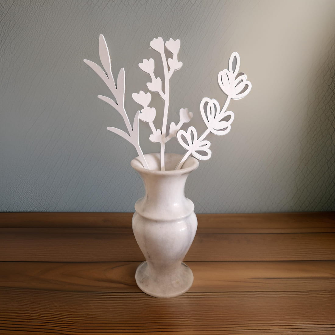 White Wooden Flower Bouquet Gift - Set of 3