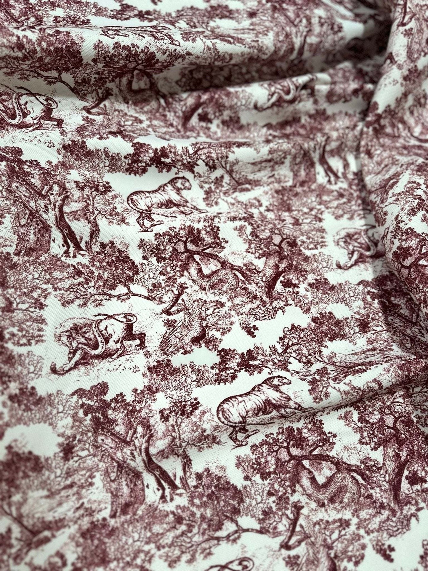 Brown Wild Forest Pattern Fabric – Fabric by Metre, Options: Satin, Crepe, Spandex, Chiffon