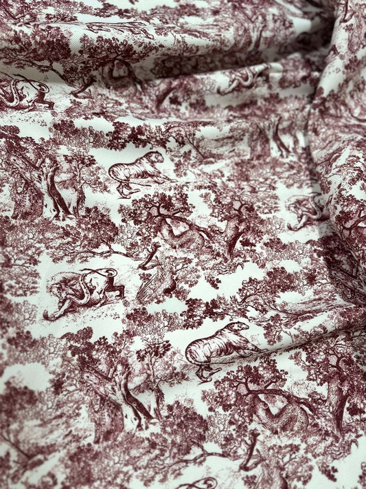 Brown Wild Forest Pattern Fabric – Fabric by Metre, Options: Satin, Crepe, Spandex, Chiffon