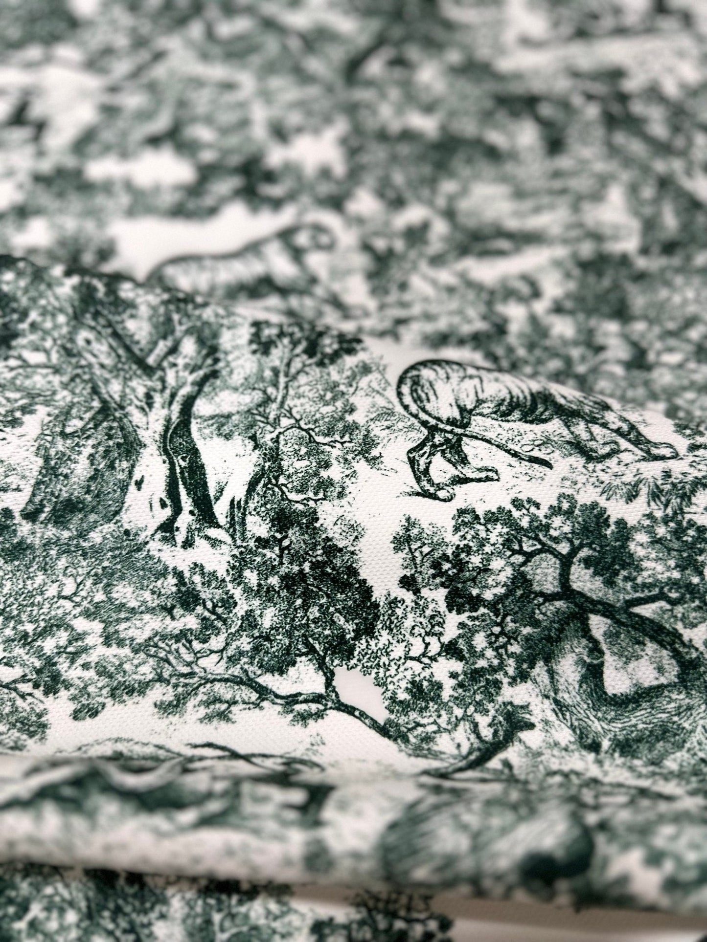 Green Wild Forest Animal Print Fabric
