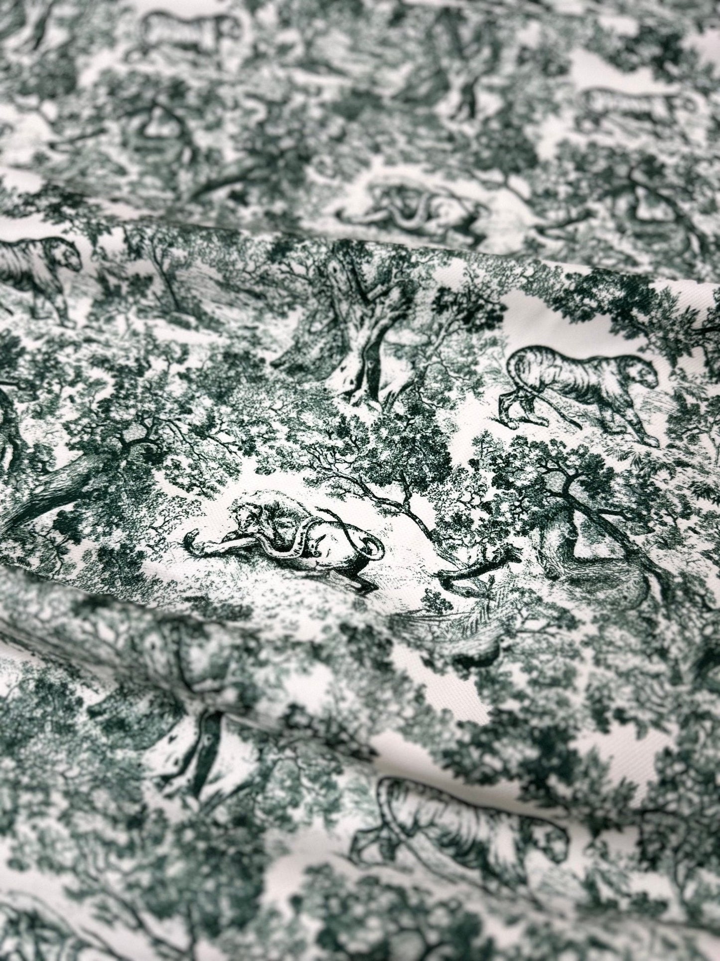 Green Wild Forest Animal Print Fabric