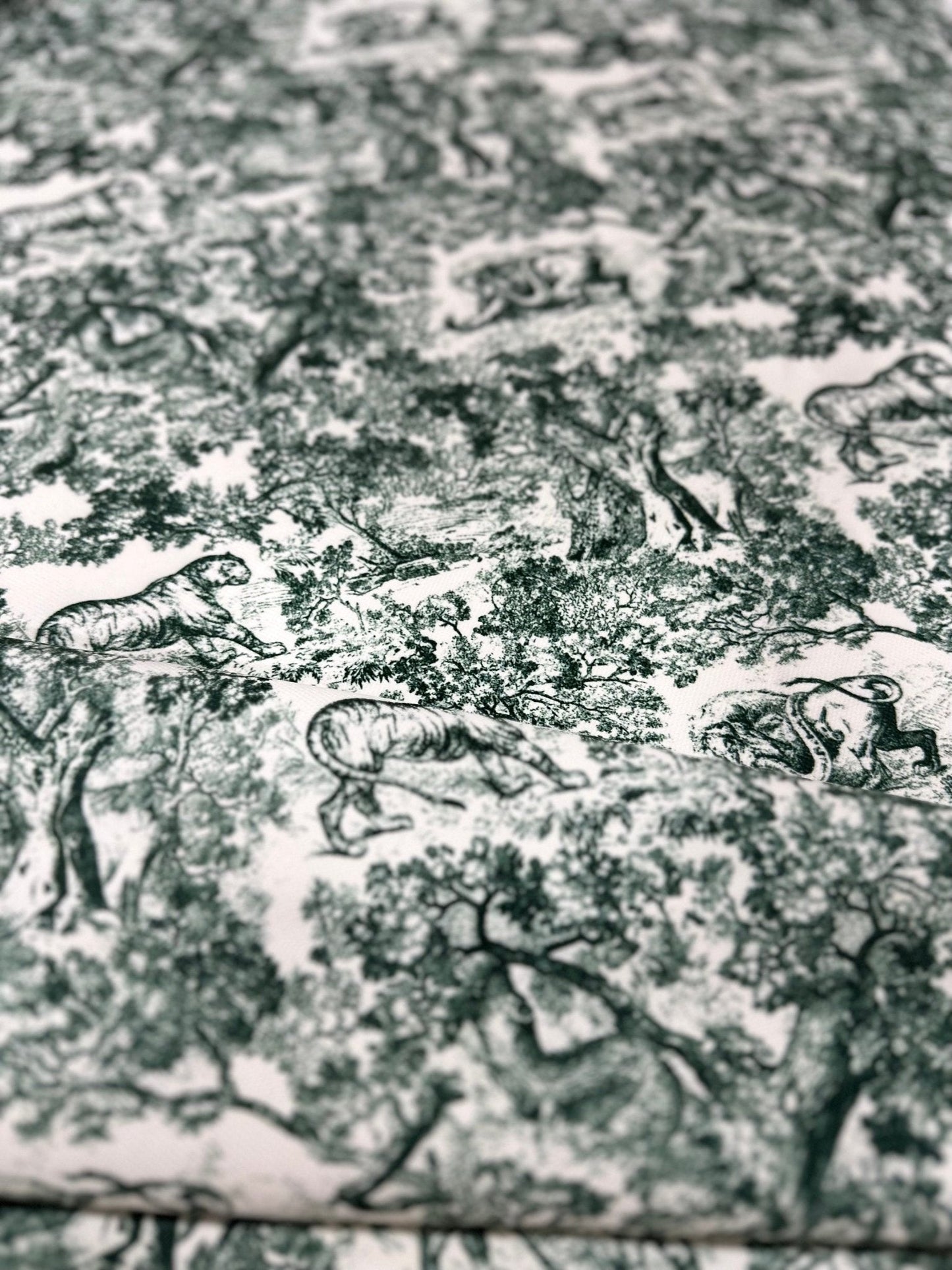Green Wild Forest Animal Print Fabric