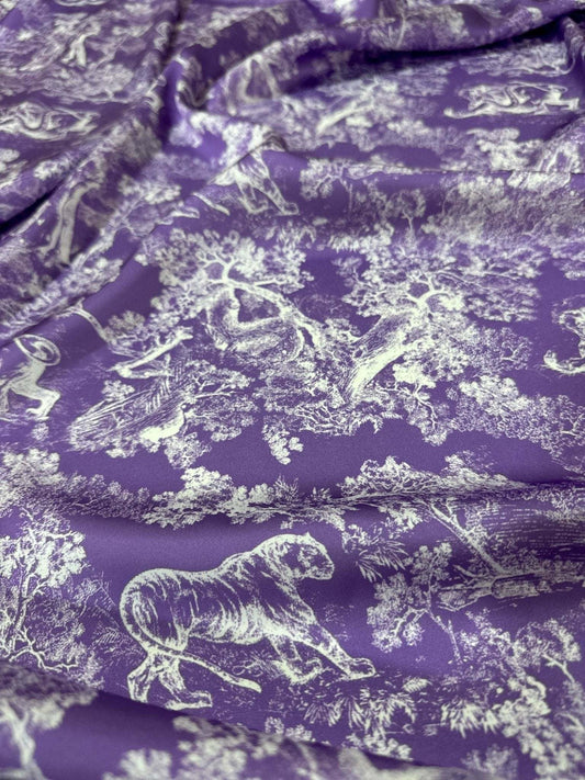 Purple Wild Forest Pattern Fabric – Fabric by Metre, Multiple Options for Sewing & Dressmaking