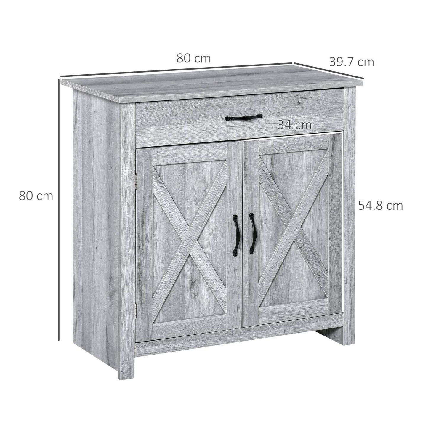 Farmhouse Barn Door Sideboard Storage Cabinet Coffee Bar for LIVING Room Grey Grain