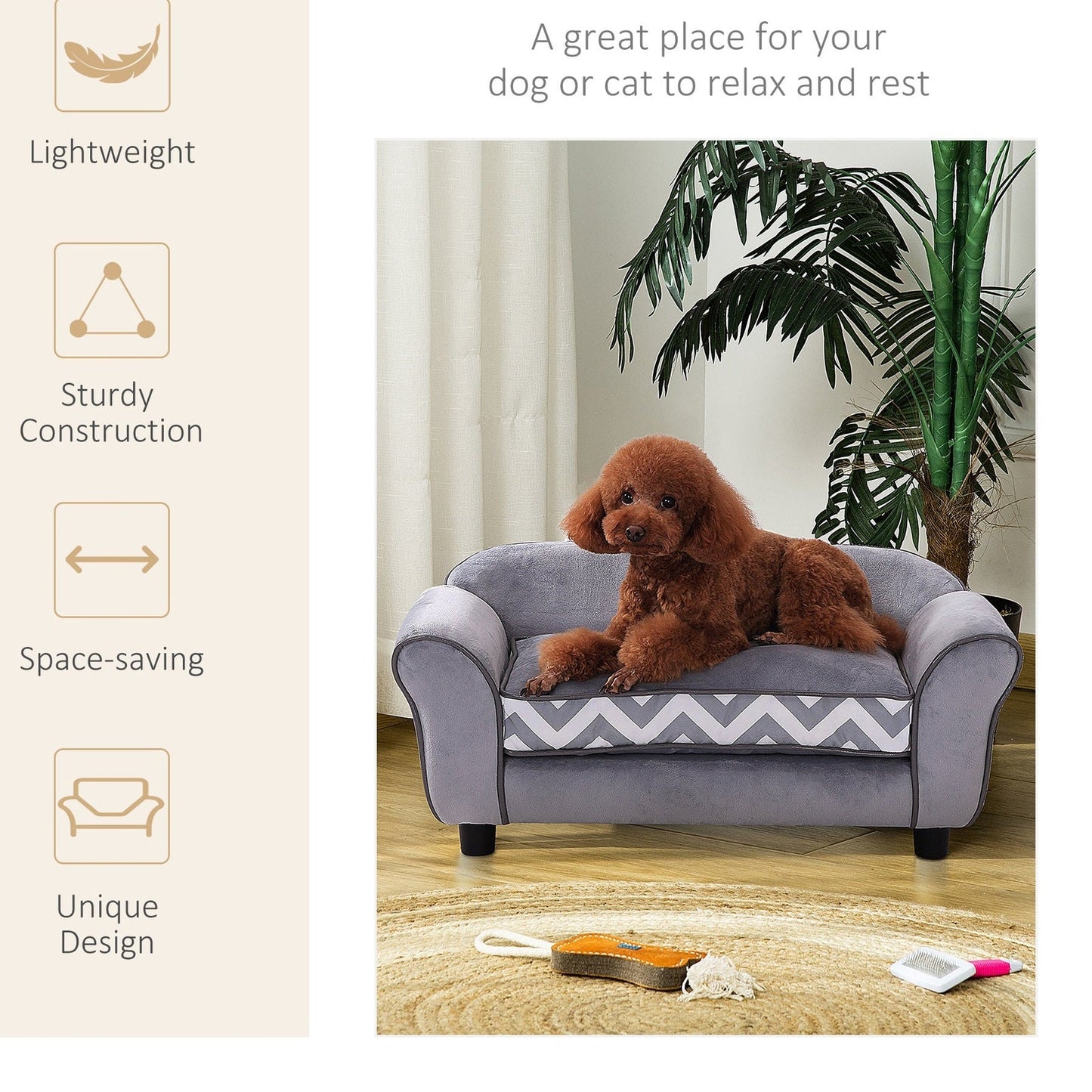 PawHut Velvet-Feel Small Dog Pet Bed - Grey