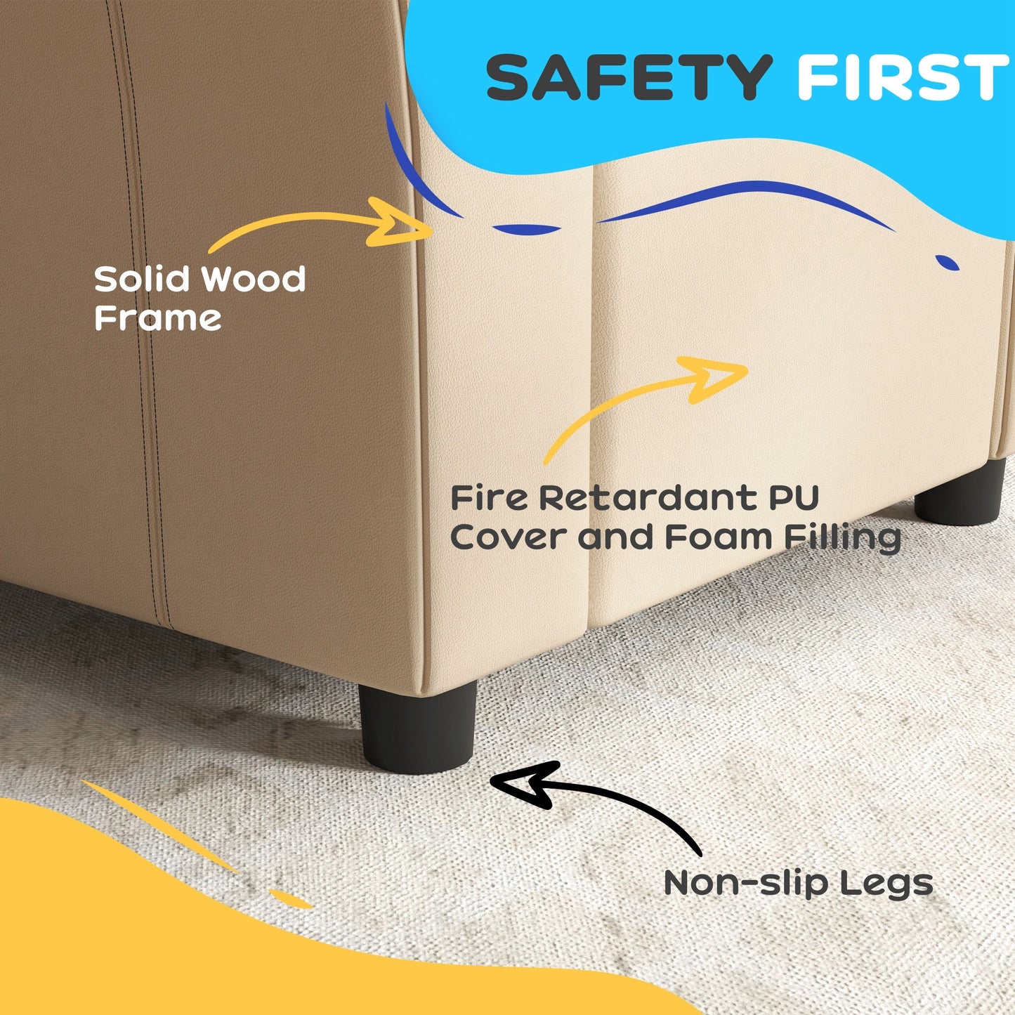 HOMCOM Kids Recliner Chair with Adjustable Backrest and Footrest