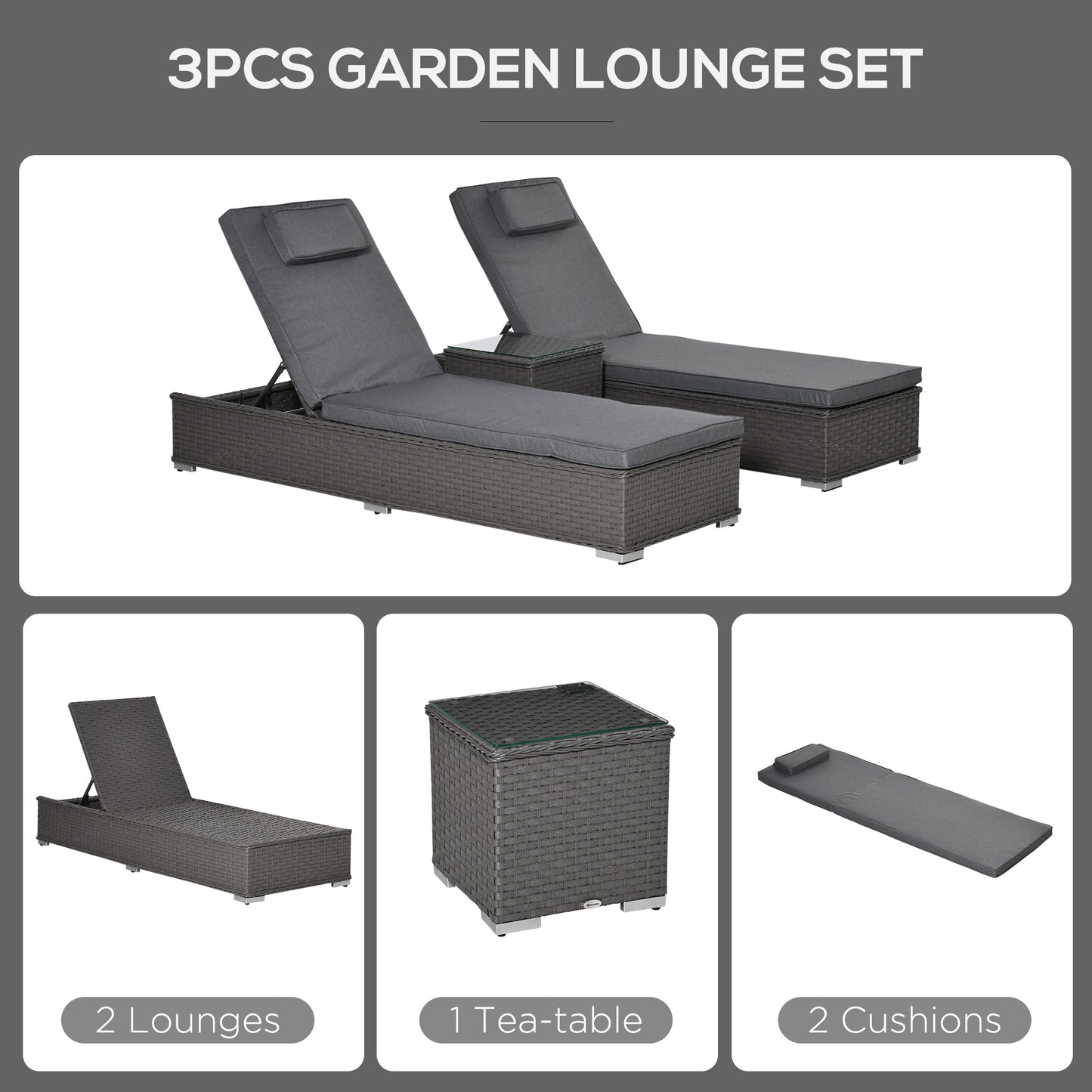 Five-Position Back Sun Lounger Set