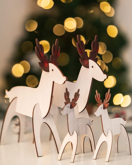 Make Your Own Wooden Reindeer Family Christmas Ornaments