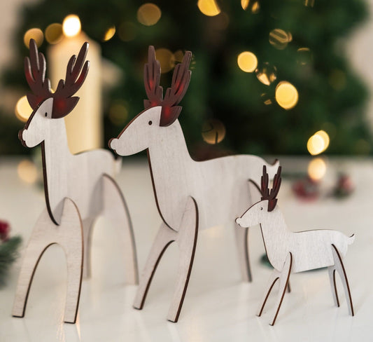 Make Your Own Wooden Reindeer Family Christmas Ornaments