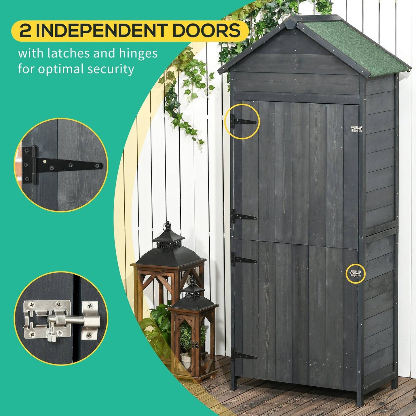 Rustica 188cm Barn Door Apex Garden Store Lockable Fir Wood Grey by Steadfast